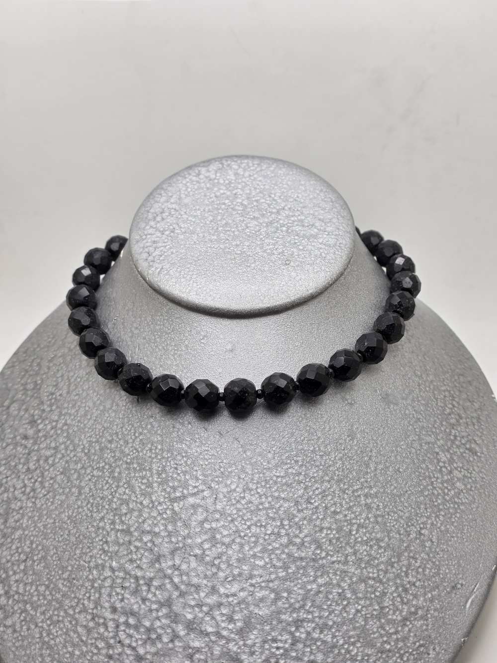 Black Beaded Necklace with Gold-Tone Clasp